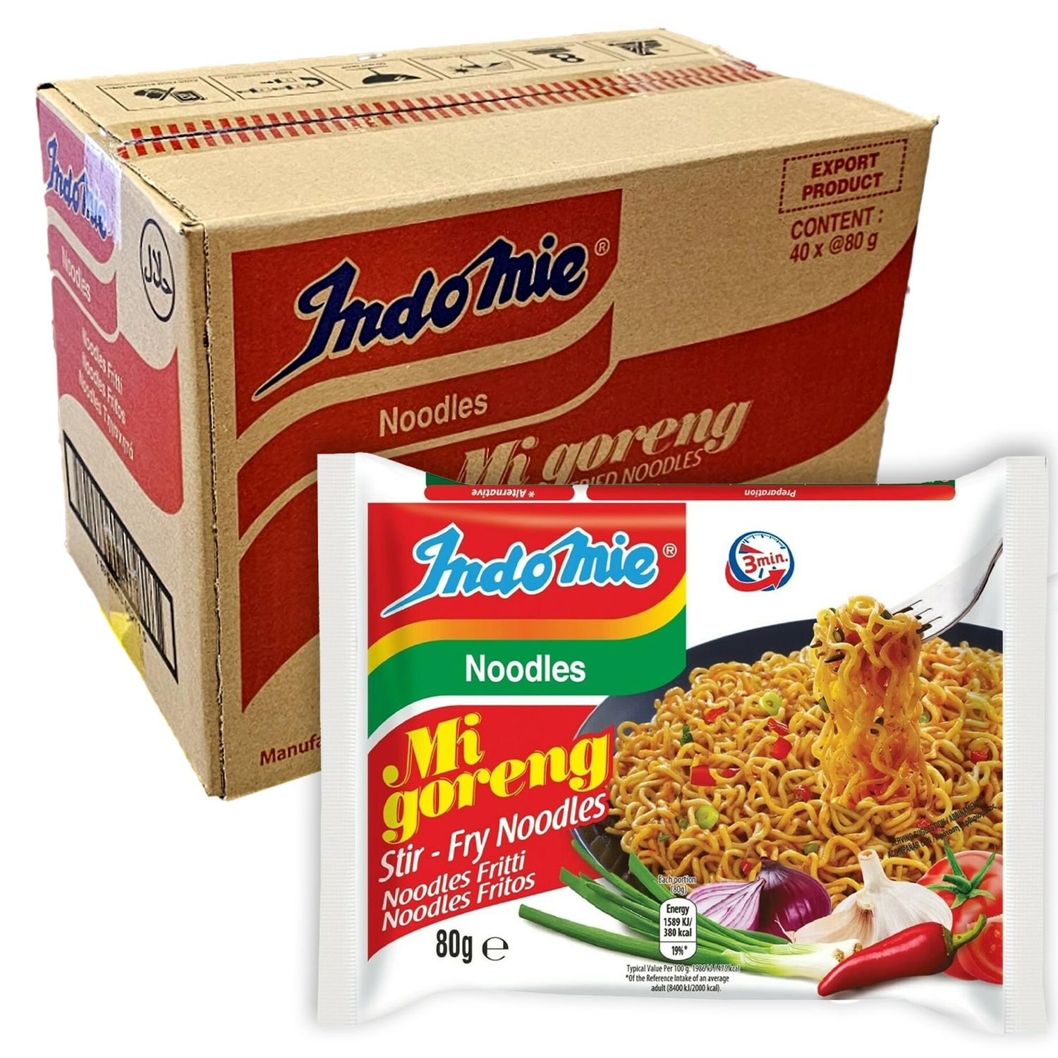 Indomie Mi Goreng Instant Stir Fried Noodles 80g 40 Pack Box