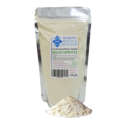 Baking Beauty and Beyond Professional Mix Improver Powder for Bread - Dough Enhancer for Bread, Grain Dough Conditioner Strengthens Starch and Improves Texture of All Flours, 100g