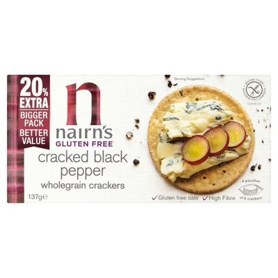 Nairns Gluten Free Cracked Black Pepper Crackers 1