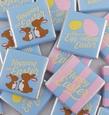 HAPPY EASTER Foil Wrapped Milk Chocolate Neapolitans - 24 Chocolates - 3 Designs EGG HUNT (HAPPY EASTER)
