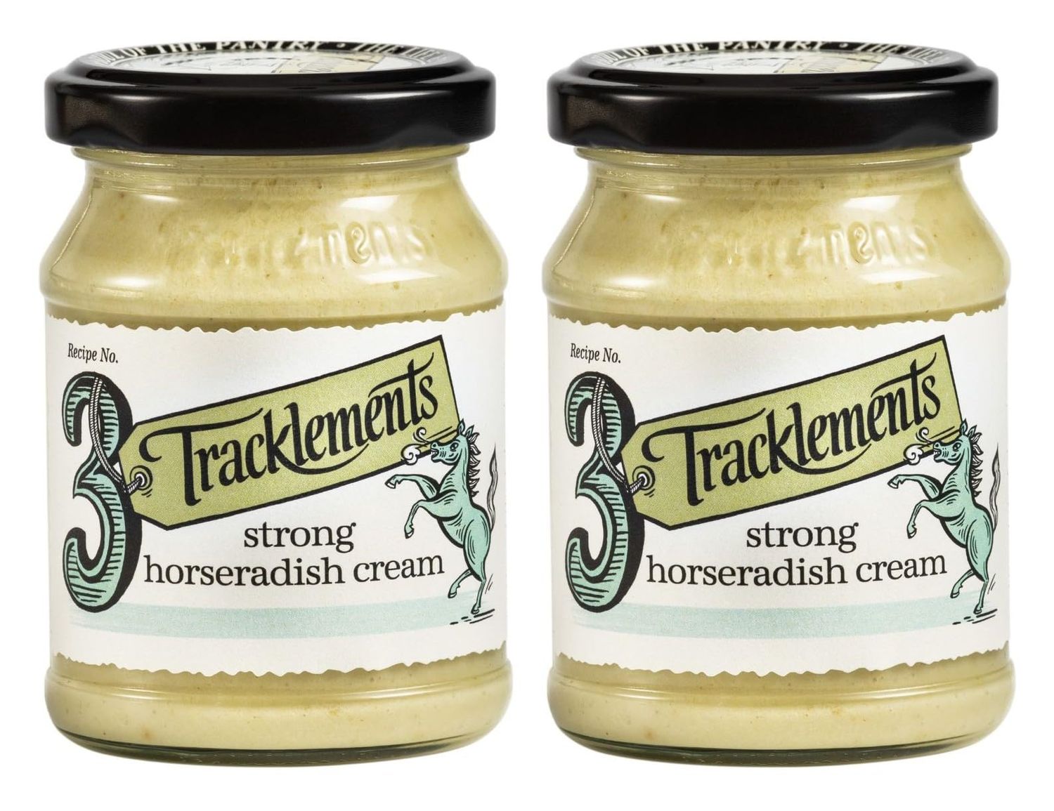 Tracklements Strong Horseradish Cream, A Great Condiment for Sarnies, Salads and a Sunday Roast or Partnered with Bloody Mary, Gluten Free, Vegetarian Friendly, 2 x 140g Jars