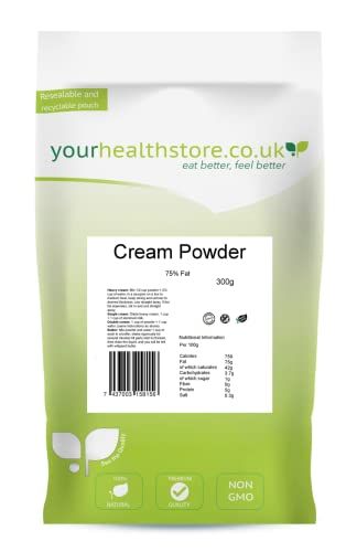 yourhealthstore Premium Cream Powder 300g, 75% Fat Content, Keto, Gluten Free, Vegetarian, (Resealable and Recyclable Pouch)