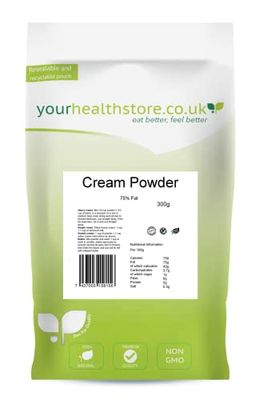 yourhealthstore Premium Cream Powder 300g, 75% Fat Content, Keto, Gluten Free, Vegetarian, (Resealable and Recyclable Pouch)