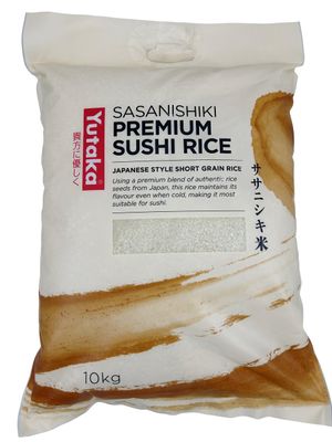 Yutaka - Sasanishiki Super Premium Short Grain Rice, 10kg - Japanese-Style Rice for Sushi &amp; Onigiri - Allergen-Free, Light Texture, Fluffy Finish - Ideal for Traditional Japanese Dishes