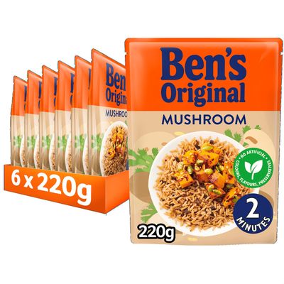 BEN'S ORIGINAL Mushroom Microwave Rice, Bulk Multipack 6 x 220g pouches