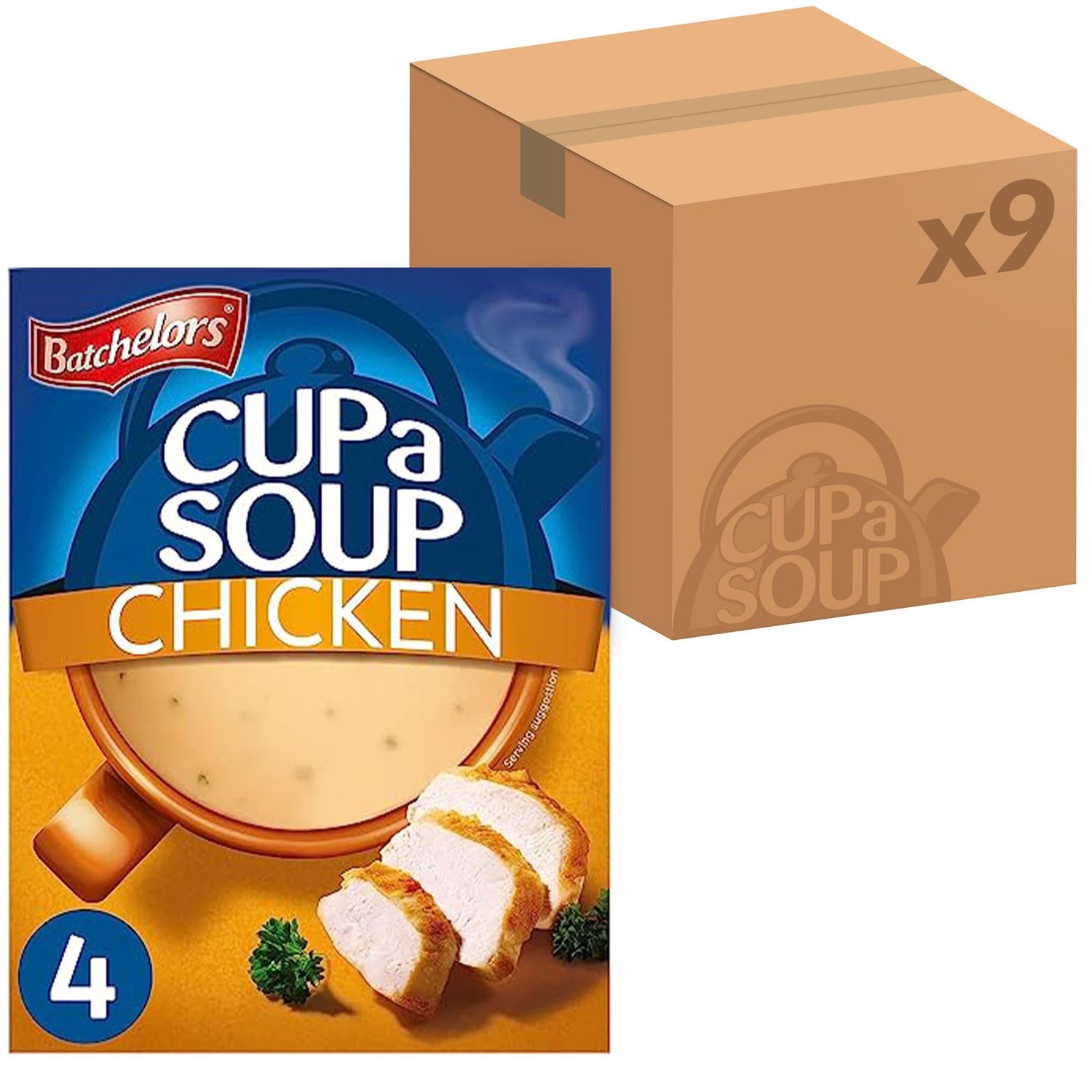 Batchelors Cup a Soup Chicken Instant Soup, 4 Sachets Per 81 g Box (Total 9 Boxes = 36 Sachets)