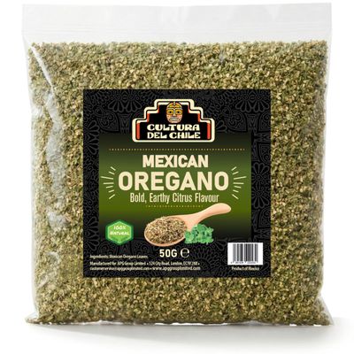 Mexican Oregano 50g by Cultura Del Chile. Authentic Bold Citrus-Earthy Flavour. Premium Dried Oregano Leaves Ideal for Mexican & Latin Cooking, Marinades, Sauces & Spice Blends