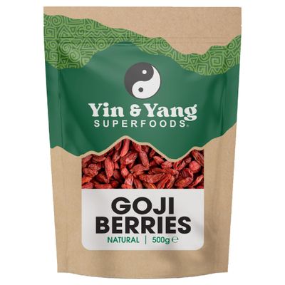 Premium Goji Berries 500g, by Yin &amp; Yang Superfoods. Premium Quality, Delicious Sweet Flavour, 100% Natural, High in Vitamins, Minerals &amp; Antioxidants, Source of Fibre, Vegan