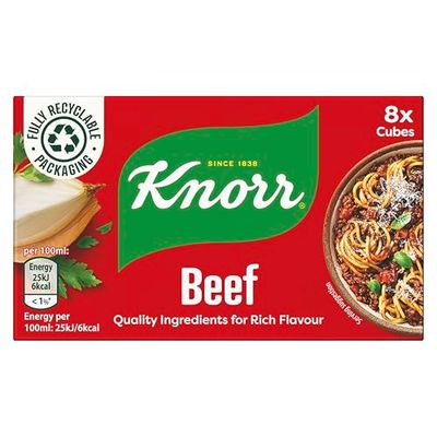Knorr Beef Stock Cubes gluten-free to add a rich beef flavour to your dishes 8x 10 g
