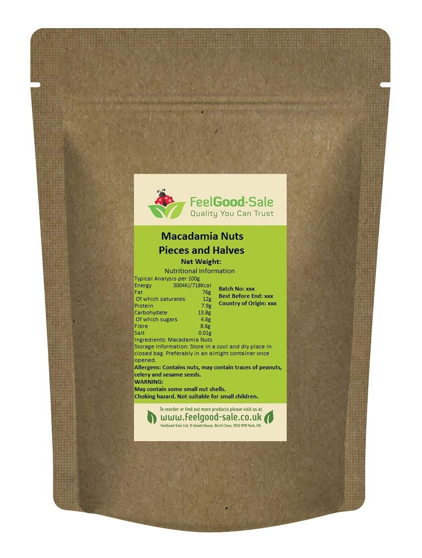 1kg Macadamia Nuts Halves (Non GMO), Low-GI Good For Snacking, Smoothies, Baking &amp; Cooking, Gluten-Free, Keto &amp; Vegan-Friendly, Rich in Protein &amp; Vitamins &amp; Fibre