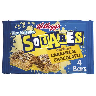 Kellogg's Rice Krispies Squares Chocolate Caramel Snack Bars Box, 4 x 36g