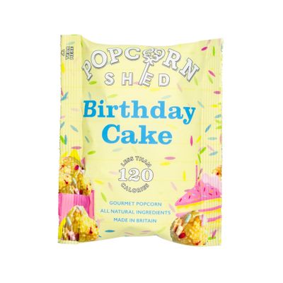 Birthday Cake Gourmet Popcorn Snack Pack, 1 x 24g Bag, Handcrafted, Natural &amp; Vegetarian Lunch Box &amp; Low Calorie Movie Night Snack