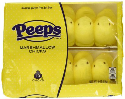 Yellow Peeps Marshmallow Chicks Candy - 10 Ct. Pack (No Gluten No Fat)