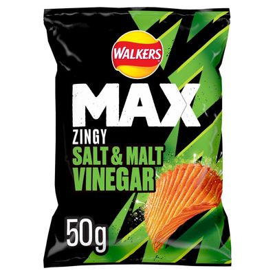 Walkers Max 24xSalt &amp; Malt Vinegar 50G (Case 24)