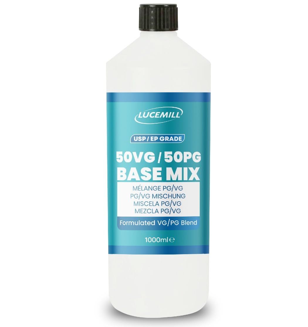 Lucemill 50VG/50PG Base Mix High Purity Glycerine &amp; Glycol Blend USP/EP Pharma &amp; Food Grade (1000ml)