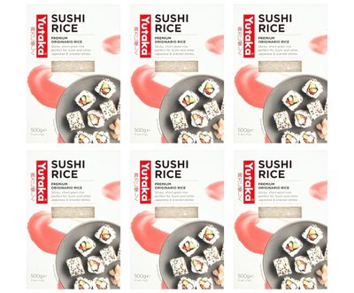 Yutaka - Premium Grade Sushi Rice, 500g (Pack of 6) - Japanese-Style Sticky Short Grain Rice - Makes 6 Servings - Ideal for Sushi, Onigiri, Rice Bowls & Oriental Dishes - Quick & Easy to Prepare