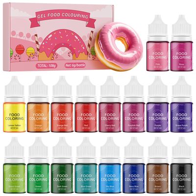 Waysroma Gel Food Colouring 18 Colours, Tasteless & Vegan Baking Coloring Gel Set Edible Vibrant Food Dye for Cake, Cookie, Icing, Fondant, Macaron, Frosting - 6g/Bottle