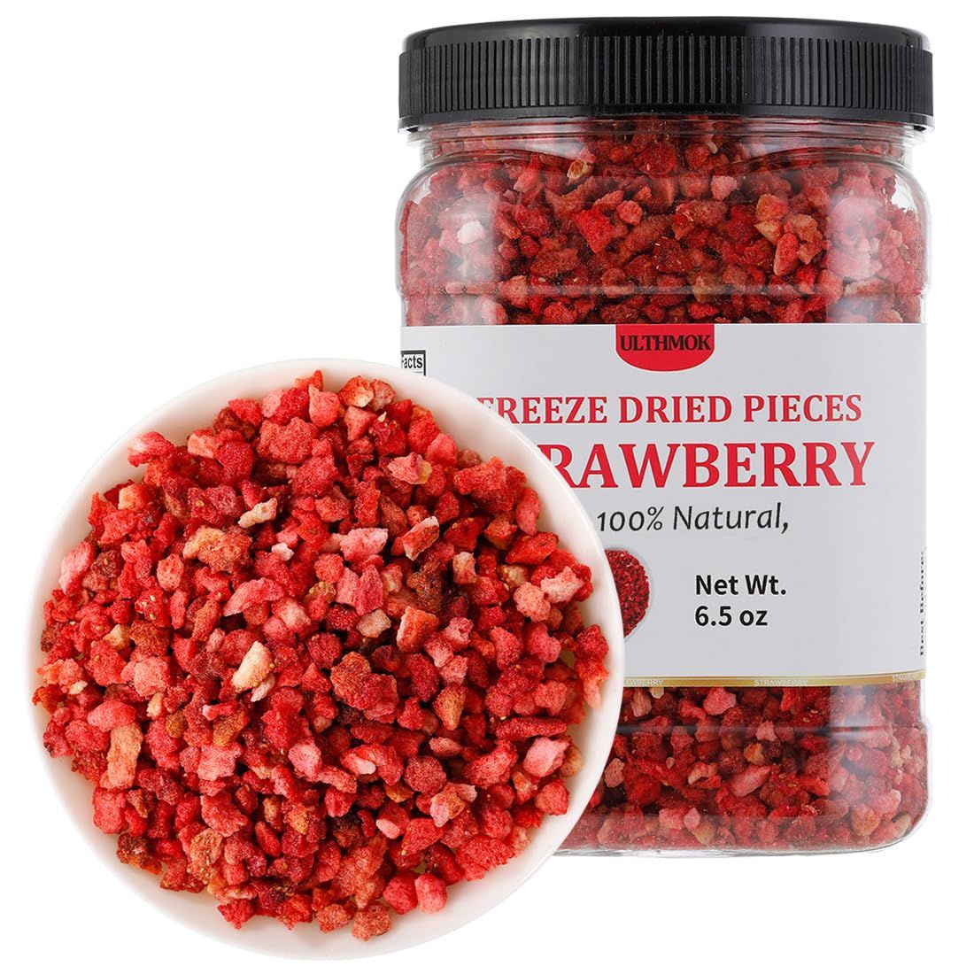 Premium Freeze Dried Dice Strawberries 185g, Made with 100% Natural Strawberries, No Additives Dehydrated Strawberries.