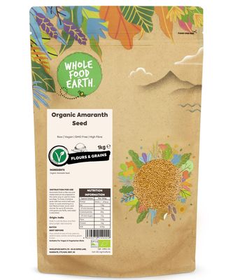 Wholefood Earth Organic Amaranth Seed - 1 kg Raw Vegan GMO Free High Fibre Certified Organic