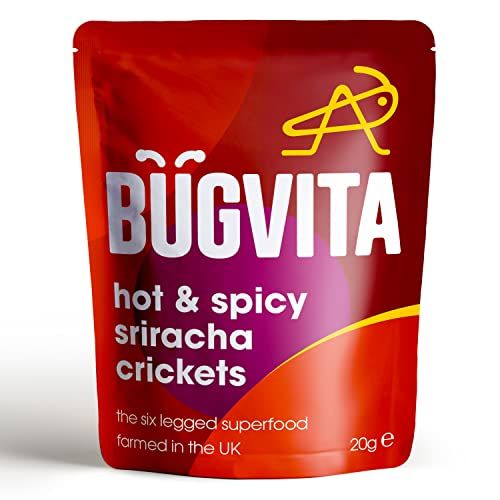 Hot and Spicy Sriracha Crickets 20g Farmed in the UK Six-legged Superfood Edible insects for human consumption