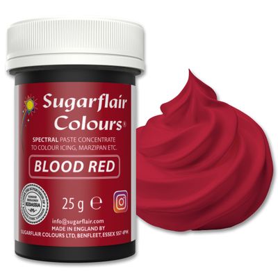 Sugarflair Spectral Blood Red Food Colouring Paste 25g - Concentrated Paste Food Dye for Cake Decorating, Fondant, Buttercream, Cake Batter and More - Vegan, Kosher, Bake-Stable