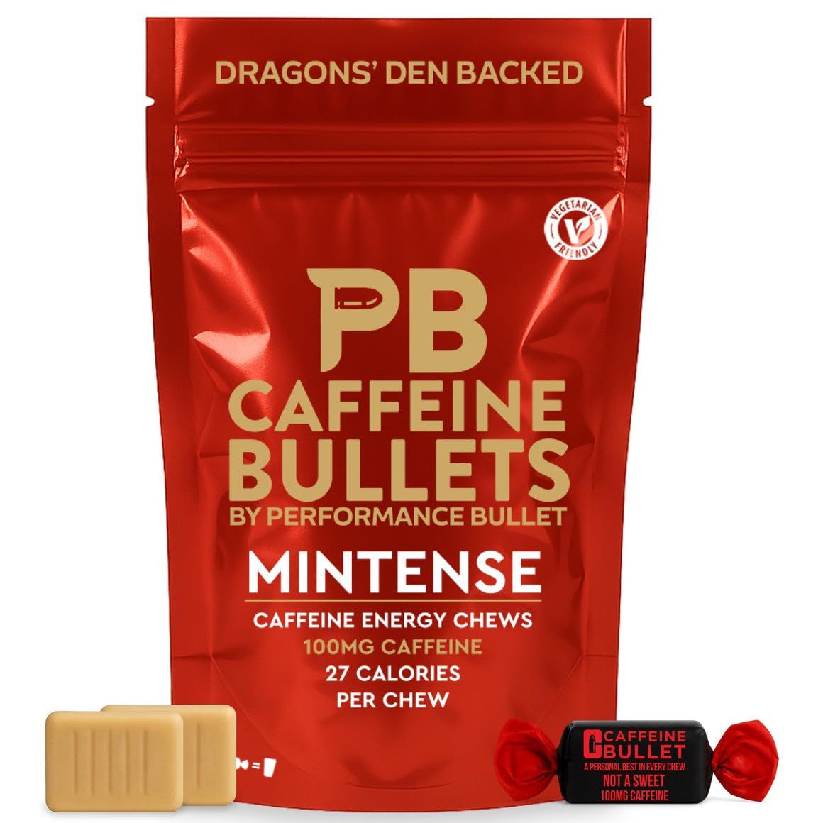 Caffeine Bullet Mint Energy Chews 40 - Faster Boost Than Gels, Tablets and Gum. 100mg Per Serving - Sport Science for Running, Cycling, Gaming &amp; Pre Workout Endurance Kick.