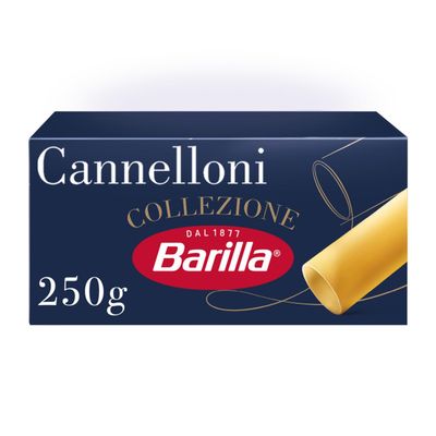 Barilla Cannelloni - Authentic Italian Pasta Made with Durum Wheat - Large Jumbo Shape Pasta - For Tray Bakes - Single Pack of 1 x 250g