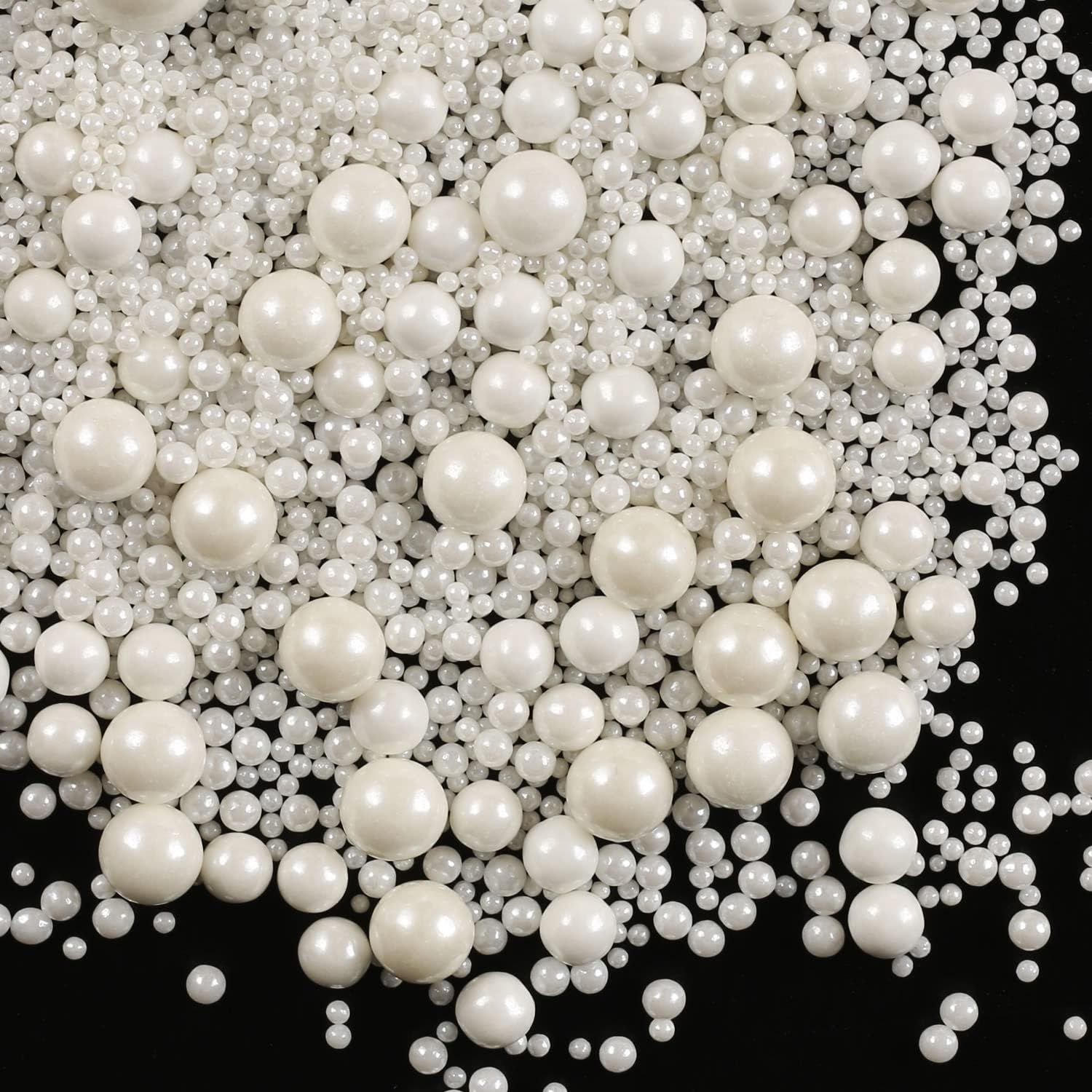 150g/5.29oz Edible White Pearl Sugar Sprinkles Candy Mixing Size Baking for Edible Cake Decorating, Cupcake Topper Cookie Ice Cream for Mother's Day Birthday Party Valentines Wedding Dessert Supplies