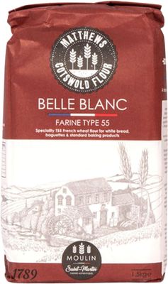 Matthews Cotswold Moulin Saint Martin French T55 Belle Blanc French Wheat Flour Specialty Artisanal Milled In Britain (1.5kg Bag (Single Bag))