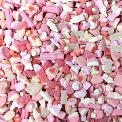 Pink &amp; White Sweet Mix - 750g of Pick and Mix Sweets, Includes Gummy, Jelly, Foam &amp; Fizzy Sweets