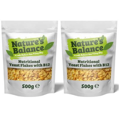 Nature's Balance Nutritional Yeast Flakes with Vitamin B12-1kg (2 x 500g)