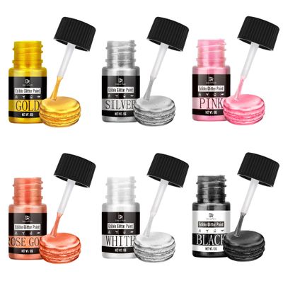 Edible Glitter Paint Set - 6 Colours Metallic Edible Cake Paint for Cake Decorating, Baking, Cupcakes, Candy - Food Grade Shimmer Art Decorative Paint Liquid Luster Dust for Cookie, Fondant, Donuts Edible Glitter Paint Set - 6 Colours Metallic Edible Cake Paint for Cake Decorating, Baking, Cupcakes, Candy - Food Grade Shimmer Art Decorative Paint Liquid Luster Dust for Cookie, Fondant, Donuts