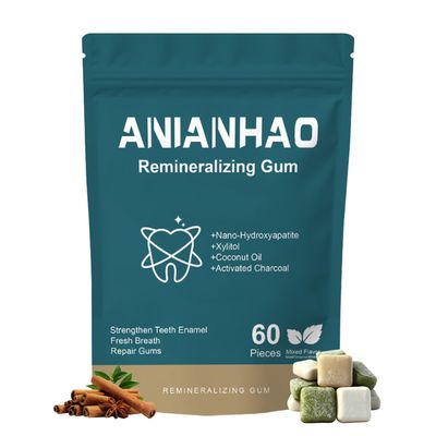Remineralizing Gum, Remineralizing Chewing Gum with Nano-Hydroxyapatite & Xylitol - SugarFree Chewing Gum for Enamel Repair, Cavity Protection & Receding Gums - 60 Pieces