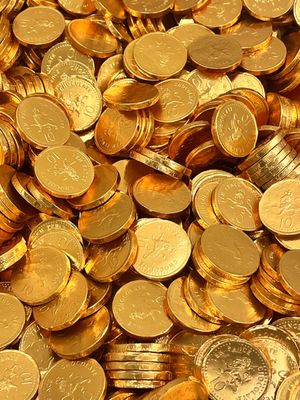 50 Milk Chocolate Gold Foil Large Coins - Made in Italy - Perfect for Birthday Christmas Easter Halloween Kids Party Sharing Bulk Pack Classic Retro Treats - by GARDEN GLAZE®
