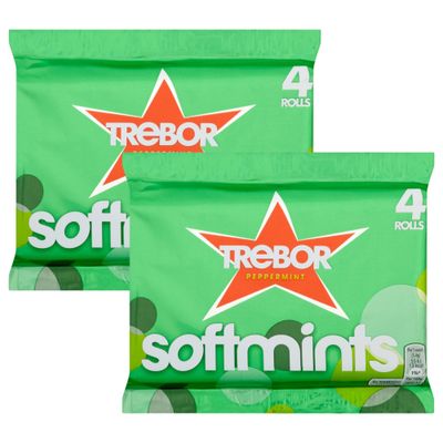 2 × 4 Packs (8 Rolls) Softmints Peppermint Mints Multipack - Chewy Mint Sweets for Fresh Breath - Pocket-Friendly Breath Fresheners