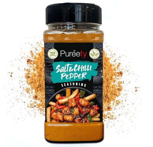 Chinese Salt &amp; Pepper Seasoning - 400g Shaker - Salt &amp; Chilli Pepper Seasoning for Chips, Chicken, Wings &amp; Stir Fry - Gluten Free - No Msg - Pureety
