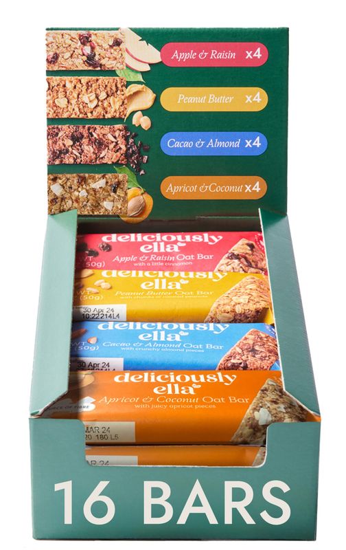 Deliciously Ella Oat Bars - Mixed Flavour Flapjack Variety Case (16 x 50g) - Vegan &amp; Gluten Free Oat Bar Flapjacks - Healthy &amp; Natural