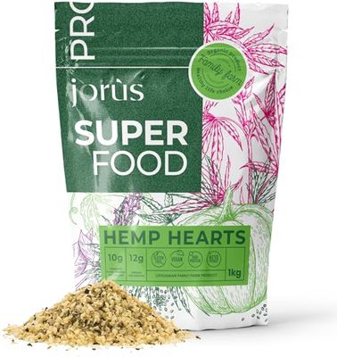 Jorus Natural Shelled Hemp Seeds 1KG HACCP Certified - Plant Protein, Omega 3 & 6, Amino Acids, Minerals, Vegan - Grown in Europe Under Strict EU Standards