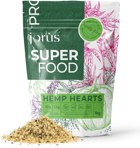 Jorus Natural Shelled Hemp Seeds 1KG HACCP Certified - Plant Protein, Omega 3 &amp; 6, Amino Acids, Minerals, Vegan - Grown in Europe Under Strict EU Standards