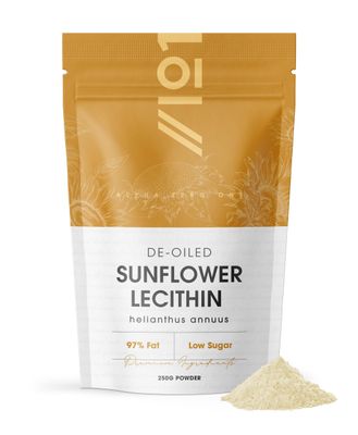 Sunflower Lecithin Powder 250g - De-Oiled 97% Essential Fat - Premium Quality - Resealable and Recyclable Pouch by Alpha01