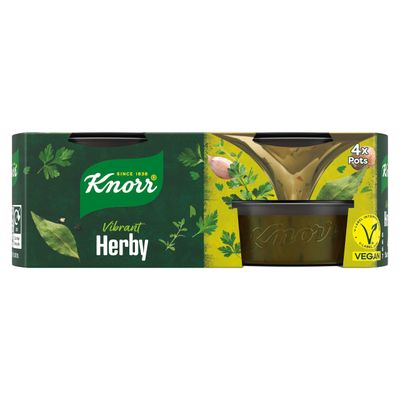 Knorr Hairy Bikers Herby Stock Pot stock adds a rich depth of flavour for delicious meat, vegan and vegetarian meals 4x 26 g