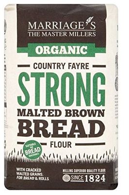 W &amp; H Marriage &amp; Son Organic Country Fayre Strong Malted Brown Bread Flour 1kg (Pack of 6)