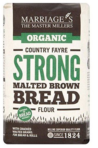 W &amp; H Marriage &amp; Son Organic Country Fayre Strong Malted Brown Bread Flour 1kg (Pack of 6)