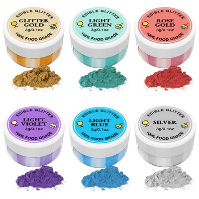 Edible Glitter 6 x 3g, Edible Glitter for Drinks Lustre Dust Edible 6 Color Set Food Colouring Powder Baking Glitter for Chocolate, Strawberries, Cakes, Fondant, Drinks, Cocktails, Odorless, Vegan Edible Glitter 6 x 3g, Edible Glitter for Drinks Lustre Dust Edible 6 Color Set Food Colouring Powder Baking Glitter for Chocolate, Strawberries, Cakes, Fondant, Drinks, Cocktails, Odorless, Vegan