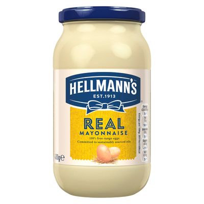 Hellmann's Real Mayonnaise mayo made with 100% free-range eggs and sustainably sourced oils for fries, burgers, and salads 400 g