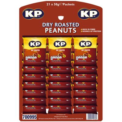 KP Dry Roasted Peanuts, 21 x 50g