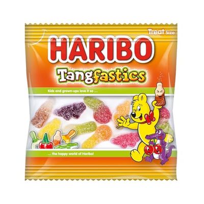 HARIBO Tangfastics - Sour and Fizzy Gummy Sweets - Multipack - 100 x 16g Mini Bags