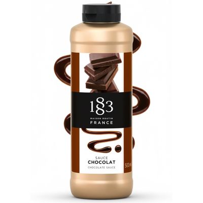 1883 Maison Routin Chocolate Sauce 500ml - Gourmet Topping for Desserts, Cocktails, Hot Chocolates, Made with Natural Cocoa, Vegetarian, Nut-Free, Gluten-Free, Squeezy Bottle for Easy Use