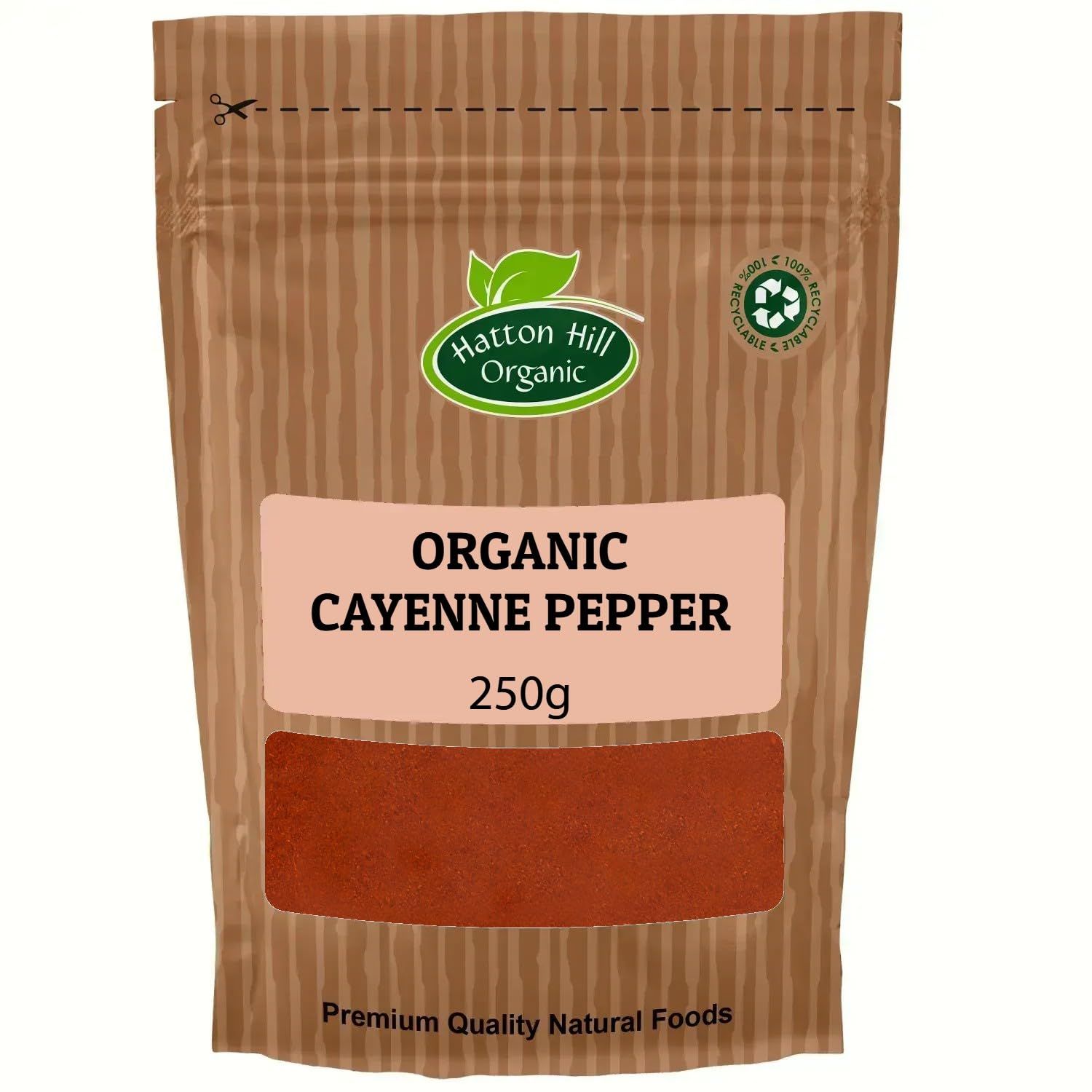 Organic Cayenne Pepper 250g by Hatton Hill Cayenne Pepper Rich, Deliciously Warm, Smoky Aroma, Make it an Appealing Addition to Many Dishes.