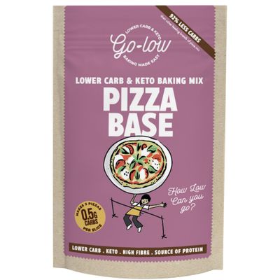 GO LOW Pizza base Mix - low carb & Keto - 0.5g carbs per slice High fibre Protein Diabetic friendly Gluten free Paleo Vegan friendly (Thin Crust Pizza)